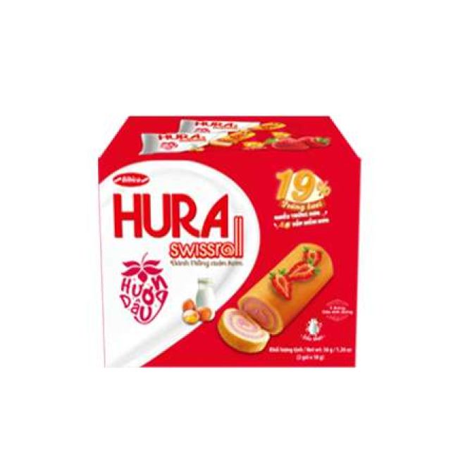 Hura 纸盒装瑞士卷蛋糕 36g - 草莓味
