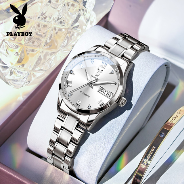 PLAYBOY典雅貴族女爵手錶禮盒套組(銀白)
